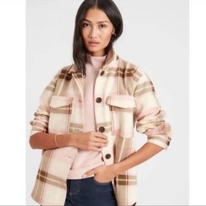 Banana Republic Shacket - Tan, Pink & Green, Size M